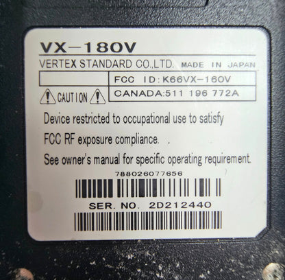 Vertex VX-180V VHF 146-174 MHz 16 Channel 5 Watt Portable Radio (Complete Kit)
