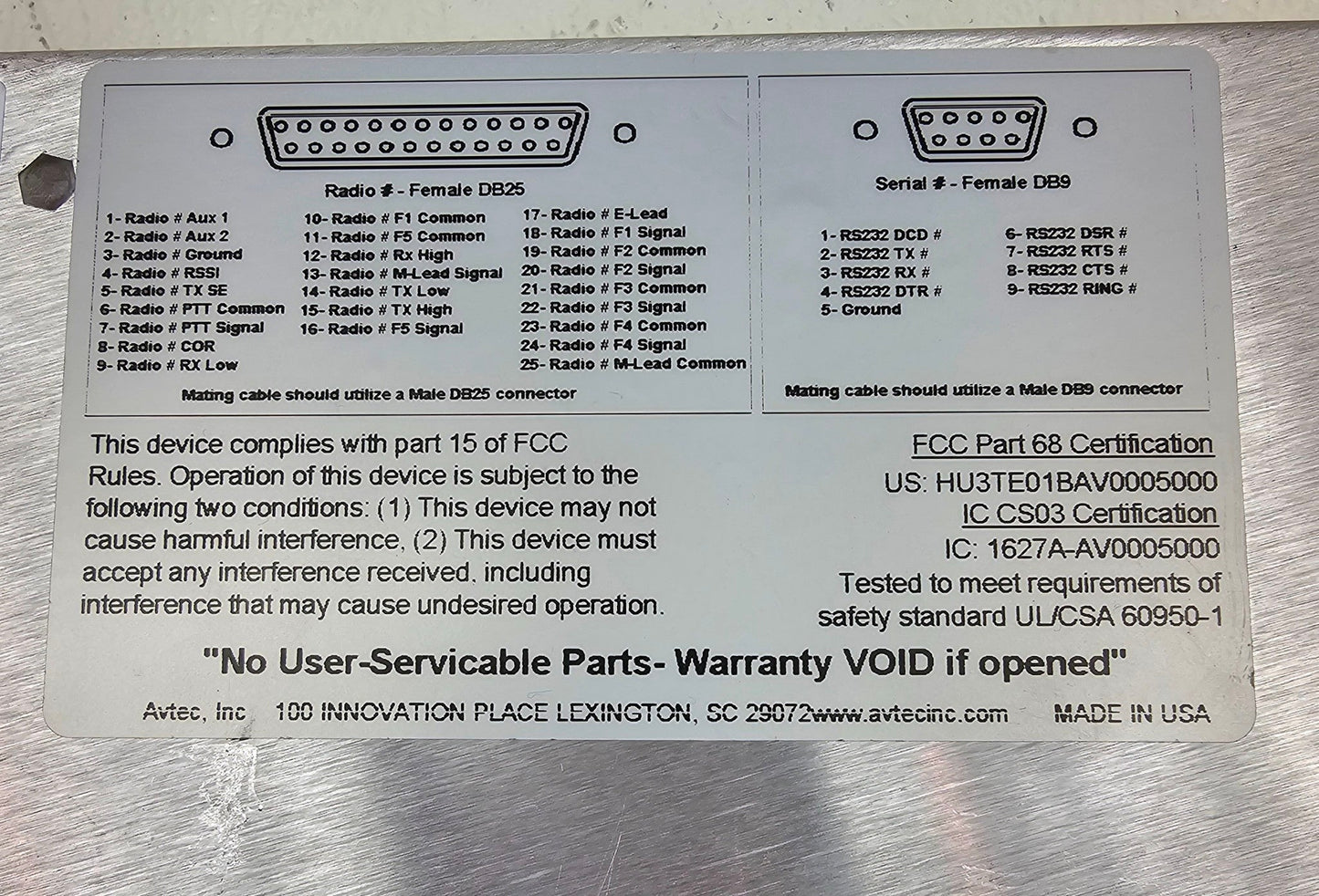 Avtec Outpost Radio Controller OUTPOST-2R, SFW-MDC-1