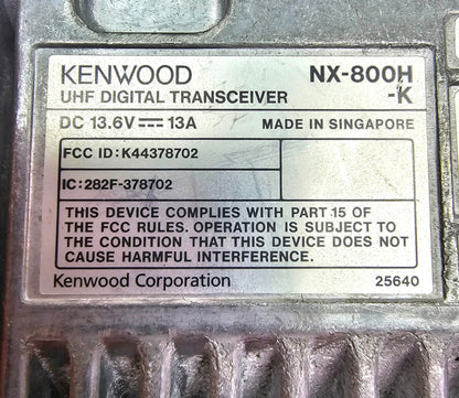 Kenwood NX800H NX-800H NEXEDGE UHF 450-520 MHz 45 Watt 512 Channel Complete Kit