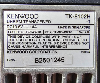 Kenwood TK-8102H TK8102H UHF 450-490 MHz 8 Channel 45 Watt (Complete Kit)