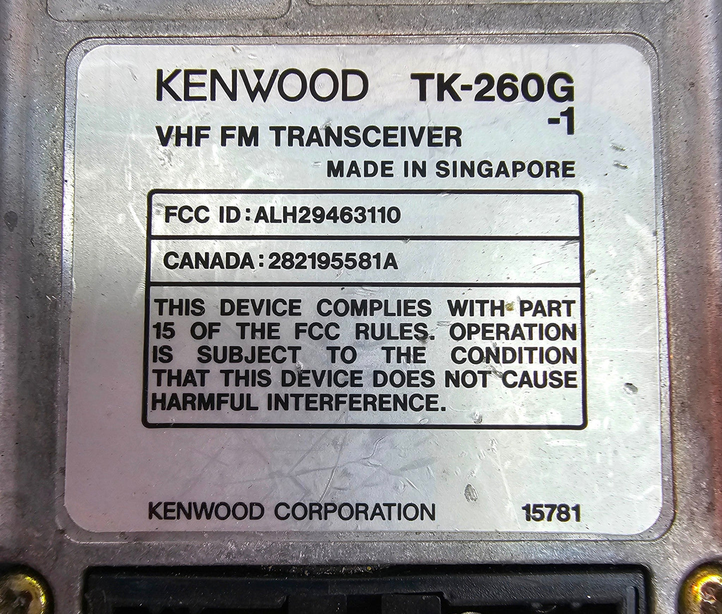 Kenwood TK260G TK-260G VHF 146-174 MHz 8 Channel 5 watt (Complete Kit)