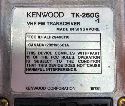 Kenwood TK260G TK-260G VHF 146-174 MHz 8 Channel 5 watt (Complete Kit)