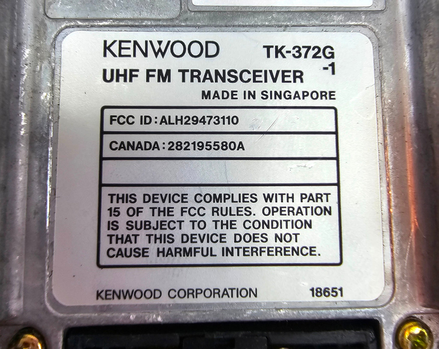 Kenwood TK-372G UHF (450-470MHz) Portable Radio