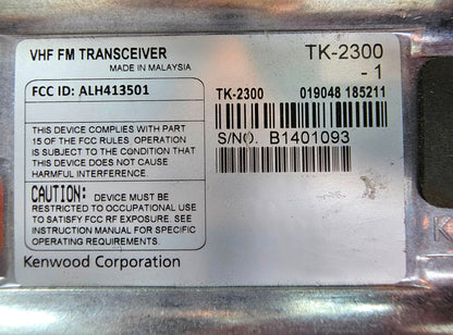 Kenwood TK-2300K TK2300K VHF 150-174 MHz 4 Channel 2 Watt (Complete Kit)