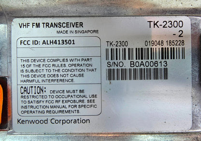 Kenwood TK-2300K2 TK2300K2 VHF 150-174 MHz 16 Channel 2 Watt (Complete Kit)