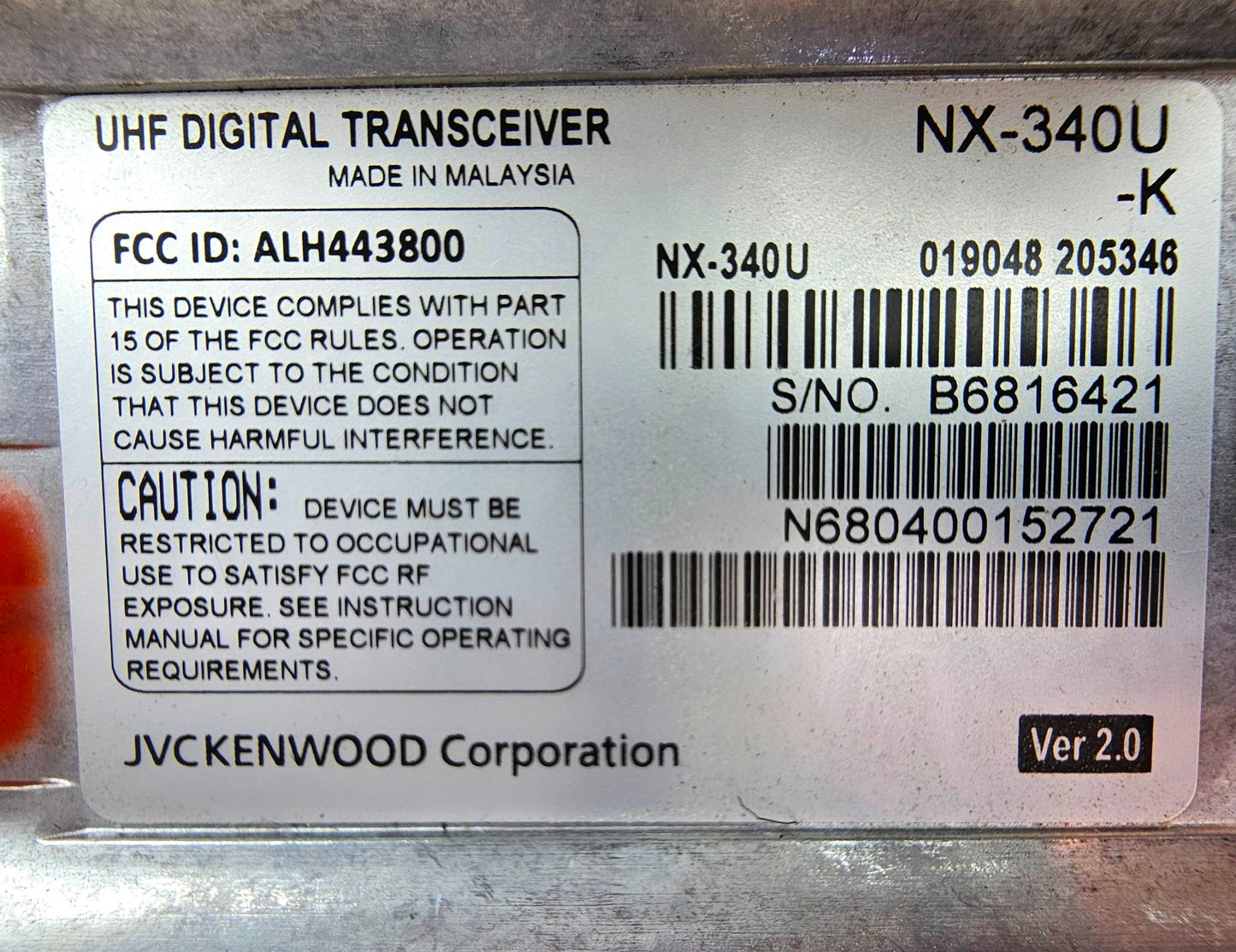 Kenwood NEXEDGE NX-340U UHF 450-520 MHz 32 Channel 5 Watt NXDN/Digital