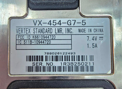 Vertex VX-454-G7-5 VX454 UHF 450-512 MHz 512 Channels 5 Watt (Complete Kit)