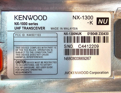 Kenwood NEXEDGE NX1300NUK UHF 450-520 MHz 5 Watt 64 Channel (NXDN/Analog)