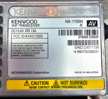 (NEW) Kenwood NEXEDGE NX1700HAVK VHF 136-174 MHz 50 Watt 260 Channel (Analog)