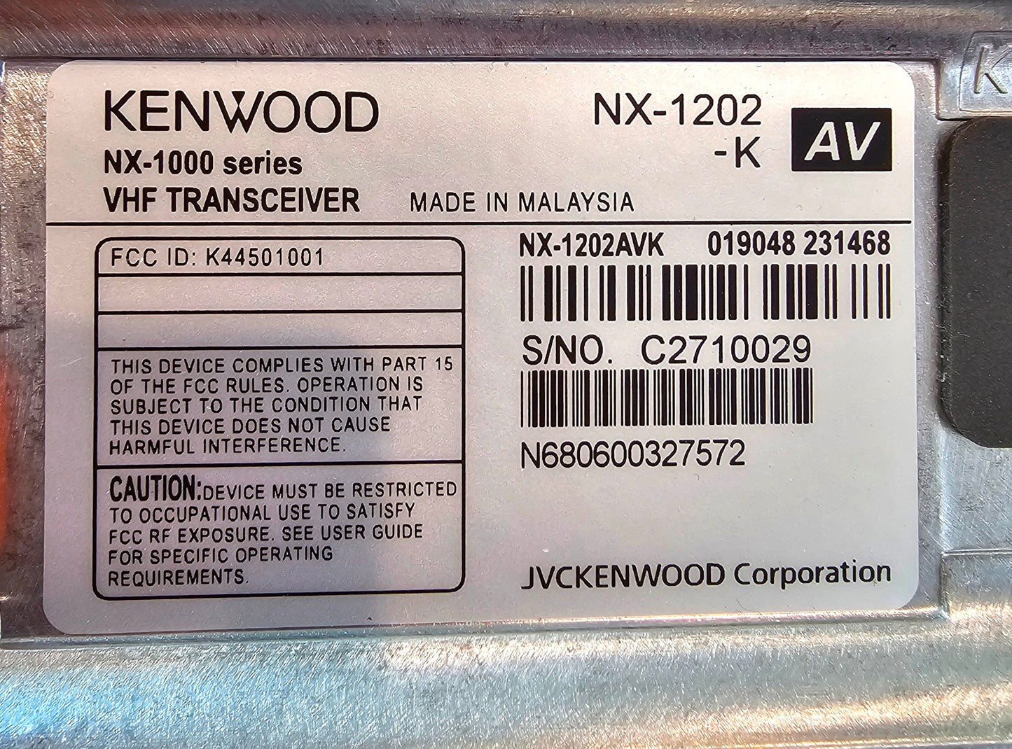 Kenwood NEXEDGE NX1202AVK VHF 136-174 MHz 2 Watt 16 Channel (Analog)