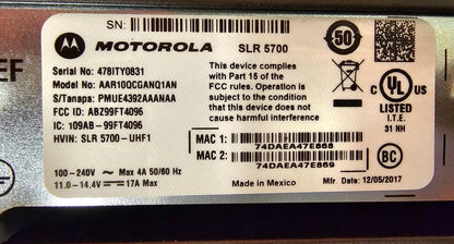 Motorola SLR5700 UHF 403-470 MHz 50 Watt Digital Repeater