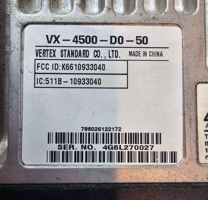 Vertex VX-4500-D0-50 VX4500 VHF 134-174 MHz 8 Channels 50 Watt (Complete Kit)