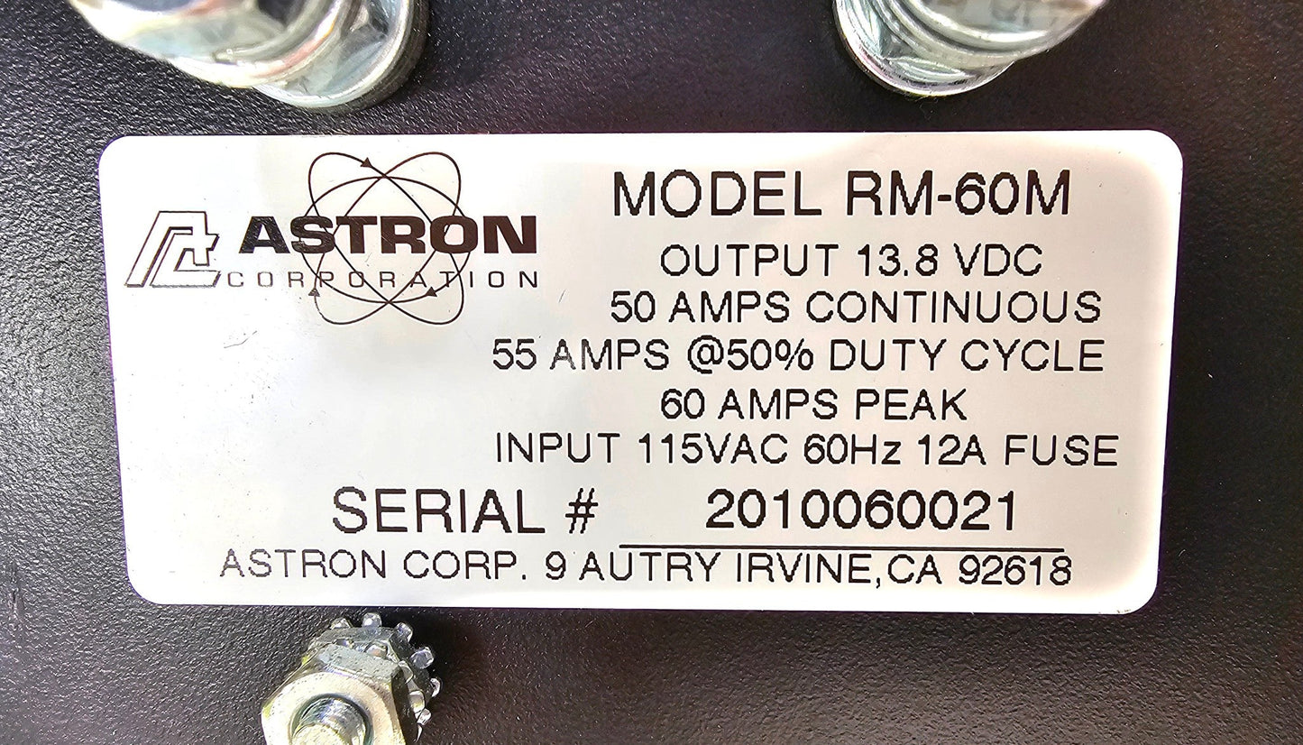 Astron RM-60M 60 Amp Power Supply for Motorola, Kenwood radios