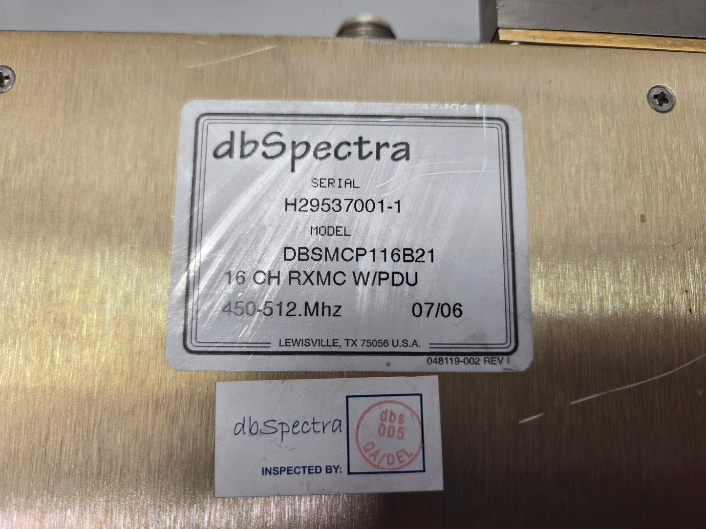 DB SPECTRA DBSMCP Series RX MULTICOUPLER 380-512Mhz (DBSMCP116B21)