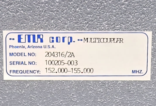 EMR CORP RX MULTICOUPLER 138-225 MHz (204316/2A_24104-0/P5)