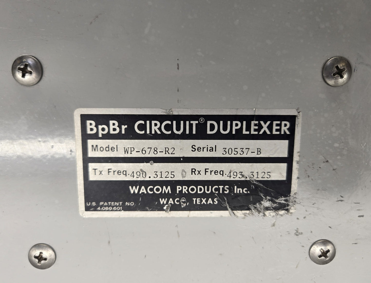 WACOM PRODUCTS INC BpBr CIRCUIT DUPLEXER 470-494 MHz (WP-678-R2)