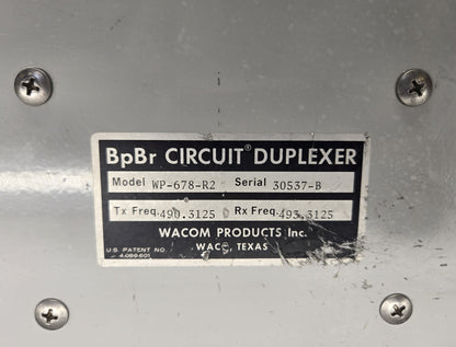 WACOM PRODUCTS INC BpBr CIRCUIT DUPLEXER 470-494 MHz (WP-678-R2)