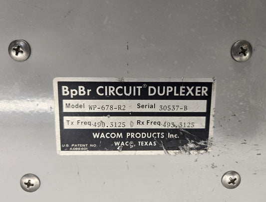 WACOM PRODUCTS INC BpBr CIRCUIT DUPLEXER 470-494 MHz (WP-678-R2)