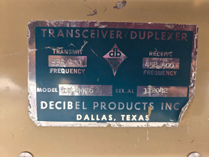 DECIBEL PRODUCTS INC TRANSCEIVER DUPLEXER 450-470 MHz (DB-4076)