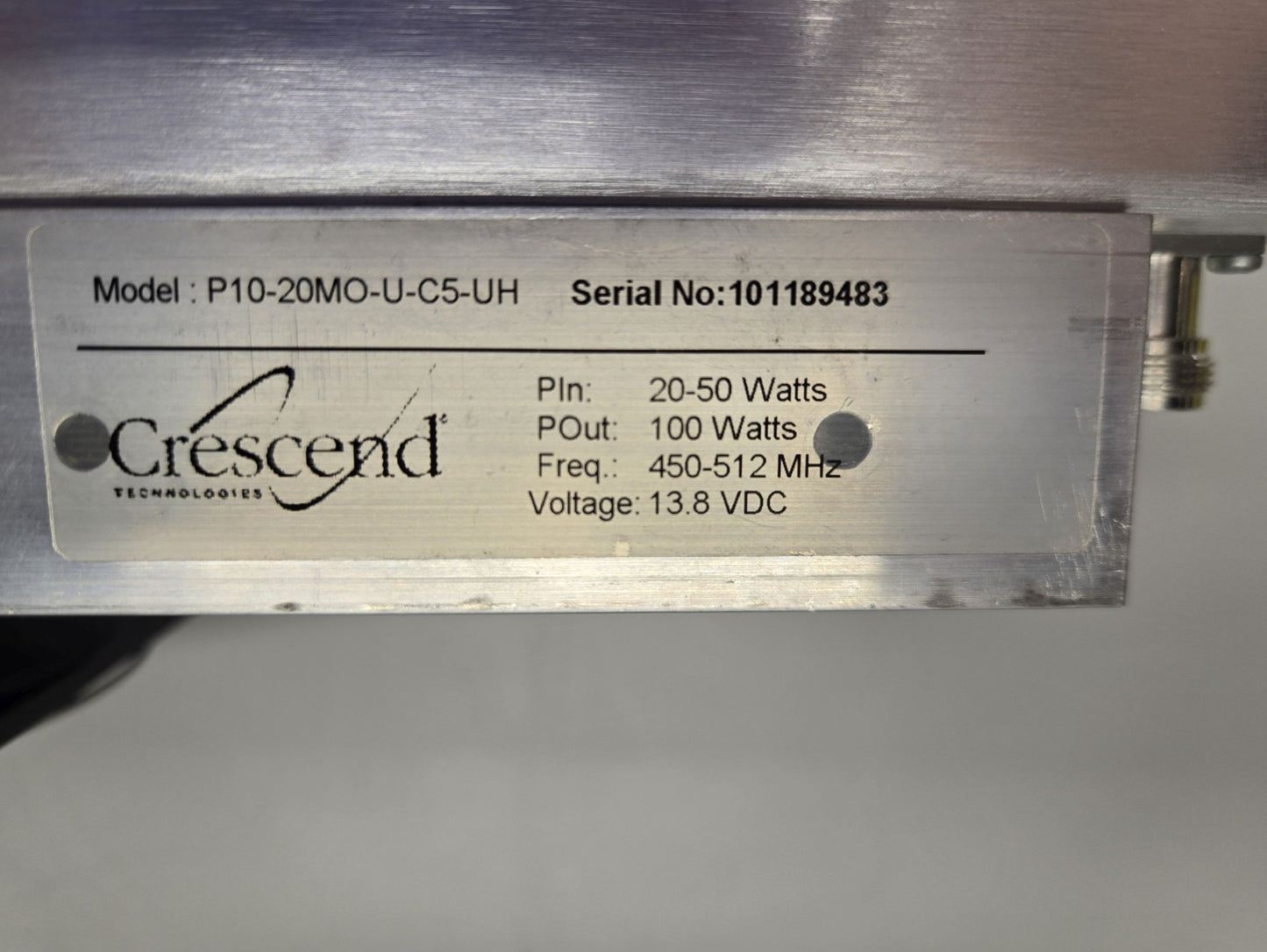 Crescend Technologies In-line P.A. 450-512 MHz (P10-20MO-U-C5-UH)