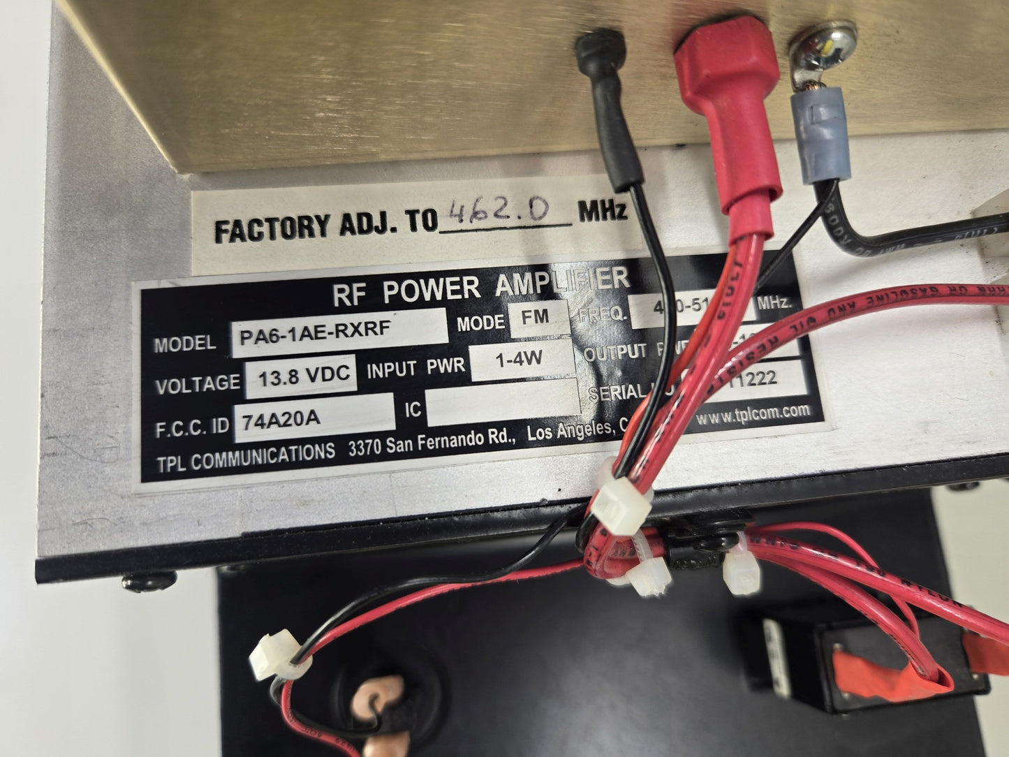 TPL COMMUNICATIONS RXR SERIES IN-LINE P.A., 400-512 MHz (PA6-1AE-RXRF)