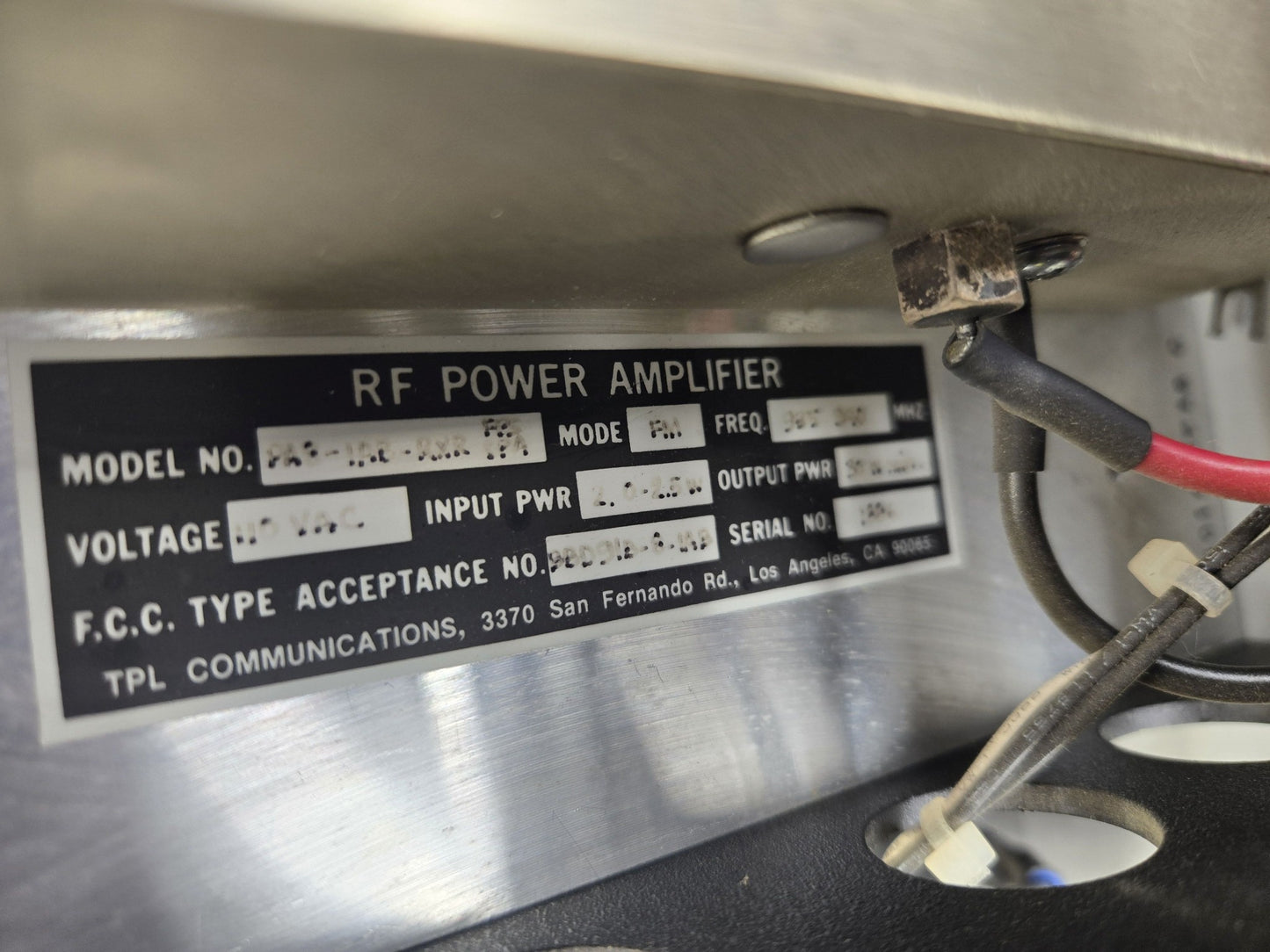 TPL COMMUNICATIONS RXR SERIES IN-LINE P.A., 809-960 MHz (PA8-1AB-RXRF)