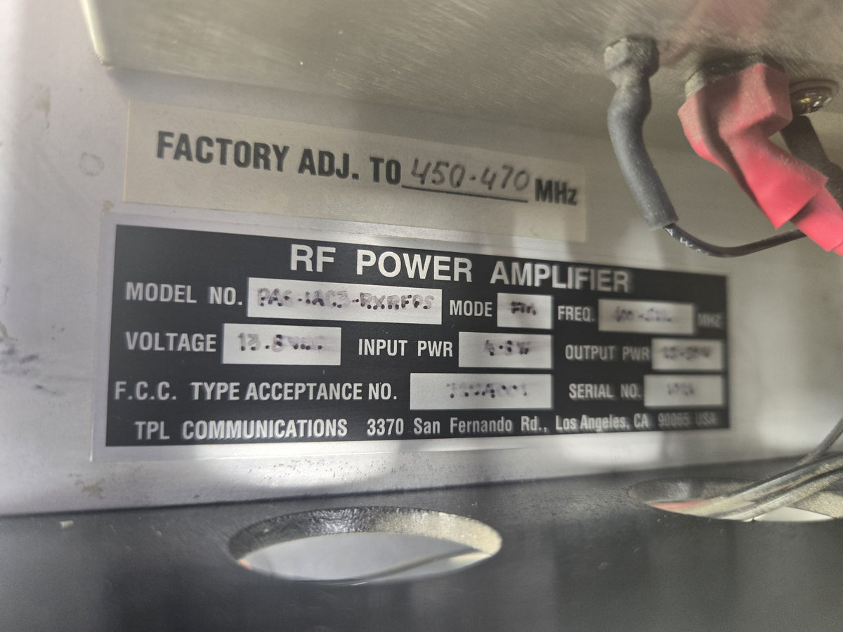 TPL COMMUNICATIONS RXR SERIES (PA6-1AC3-RXRFPS) 450-470 MHz IN-LINE P.A.