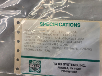 Bird TXRX 89-37-06A (144-174 MHz) 4-Cavity Preselector
