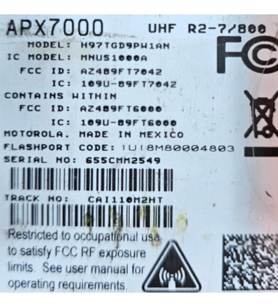 Motorola Portable APX7000 UHF R2 700/800 1200ch 5W M1.5 (H97TGD9PW1AN)