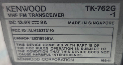 Kenwood Mobile TK-762GK VHF 148-174 Mhz 8ch 25W