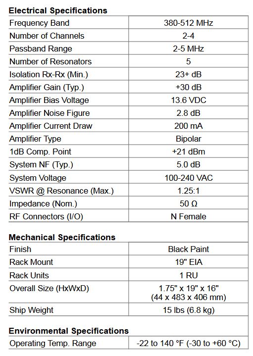 EMR CORP RX MULTICOUPLER 300-512 MHz (25104-1/P-5)