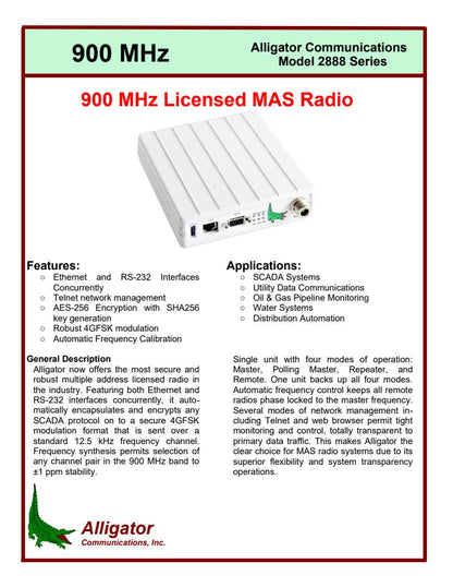 ALLIGATOR DATA TRANSPORT RADIO 2888A w/ Bell 202 Modem