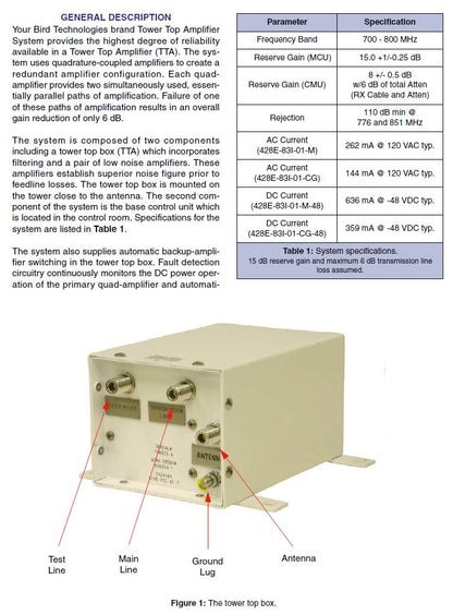 BIRD TECHNOLOGIES TTA SYSTEM 700/800Mhz (428E-83I-01-C/T-110)