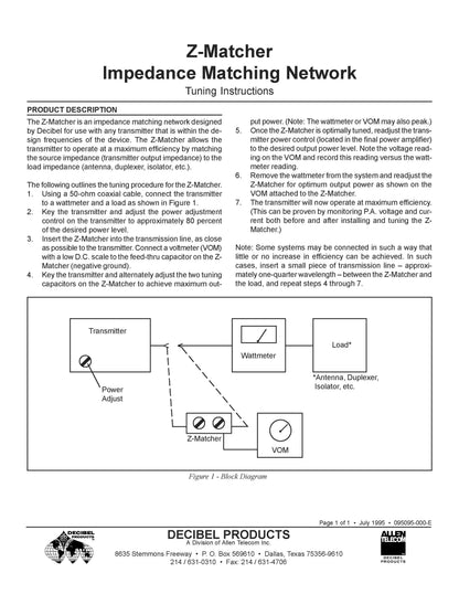 Decibel DB4329 VHF Z-Matcher Impedance Matching Network – Right Angle Connector