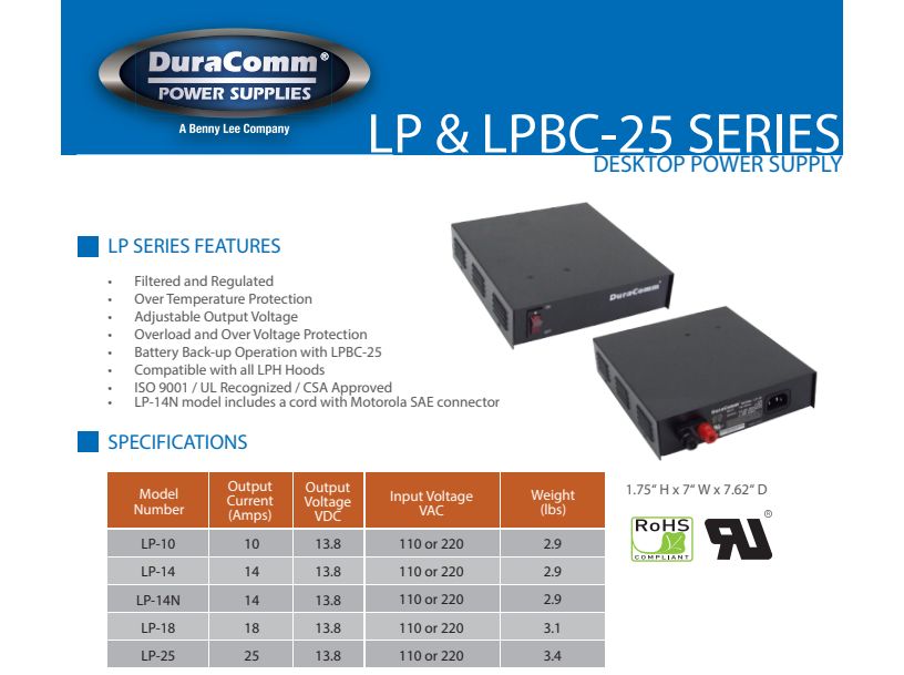DuraComm LP-18 Power Supply
