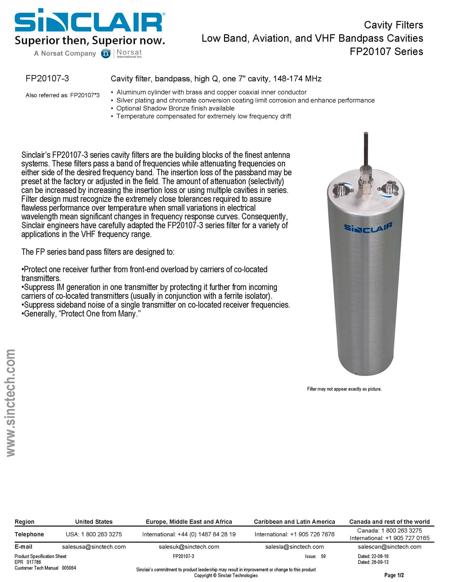 SINCLAIR 3-CH 6 CAV VHF COMBINER WITH 4-PORT EMR RX MULTICOUPLER