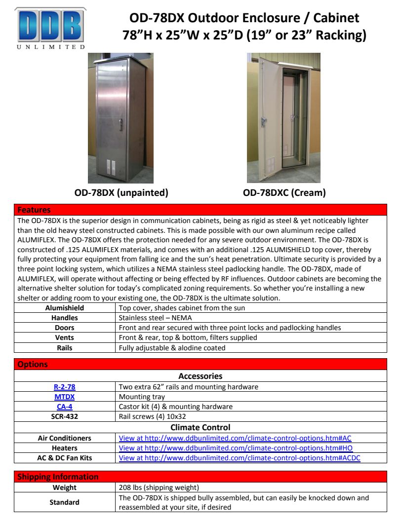 DDB OUTDOOR ENCLOSURE W/ AC (OD-78DX)