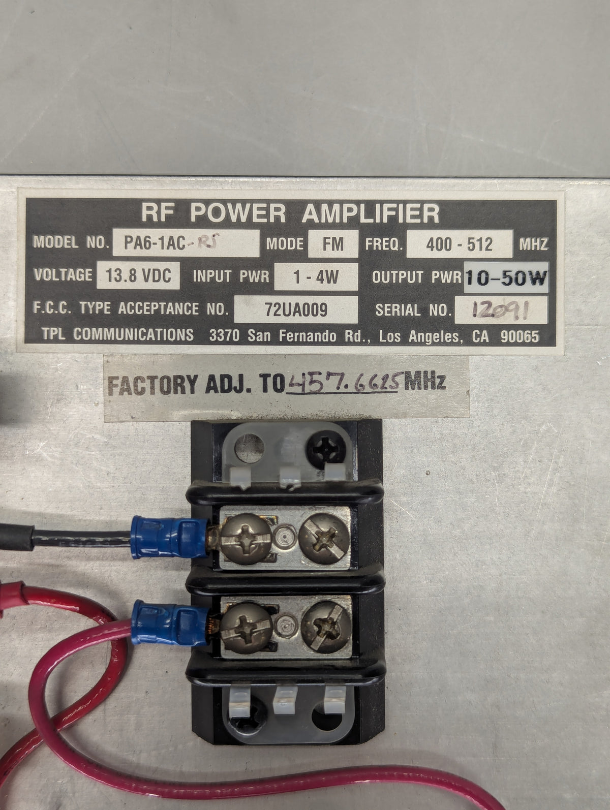 TPL Communications PA6-1AC-RS (400-512 MHz) 50 Watt Power Amplifier