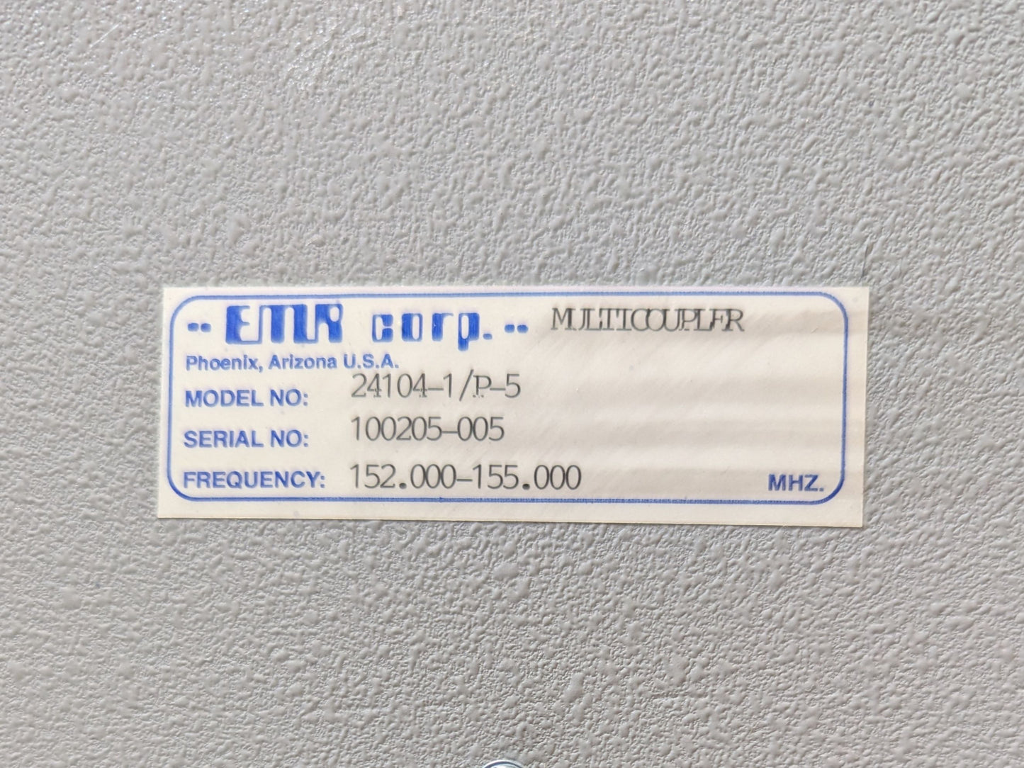 SINCLAIR 3-CH 6 CAV VHF COMBINER WITH 4-PORT EMR RX MULTICOUPLER