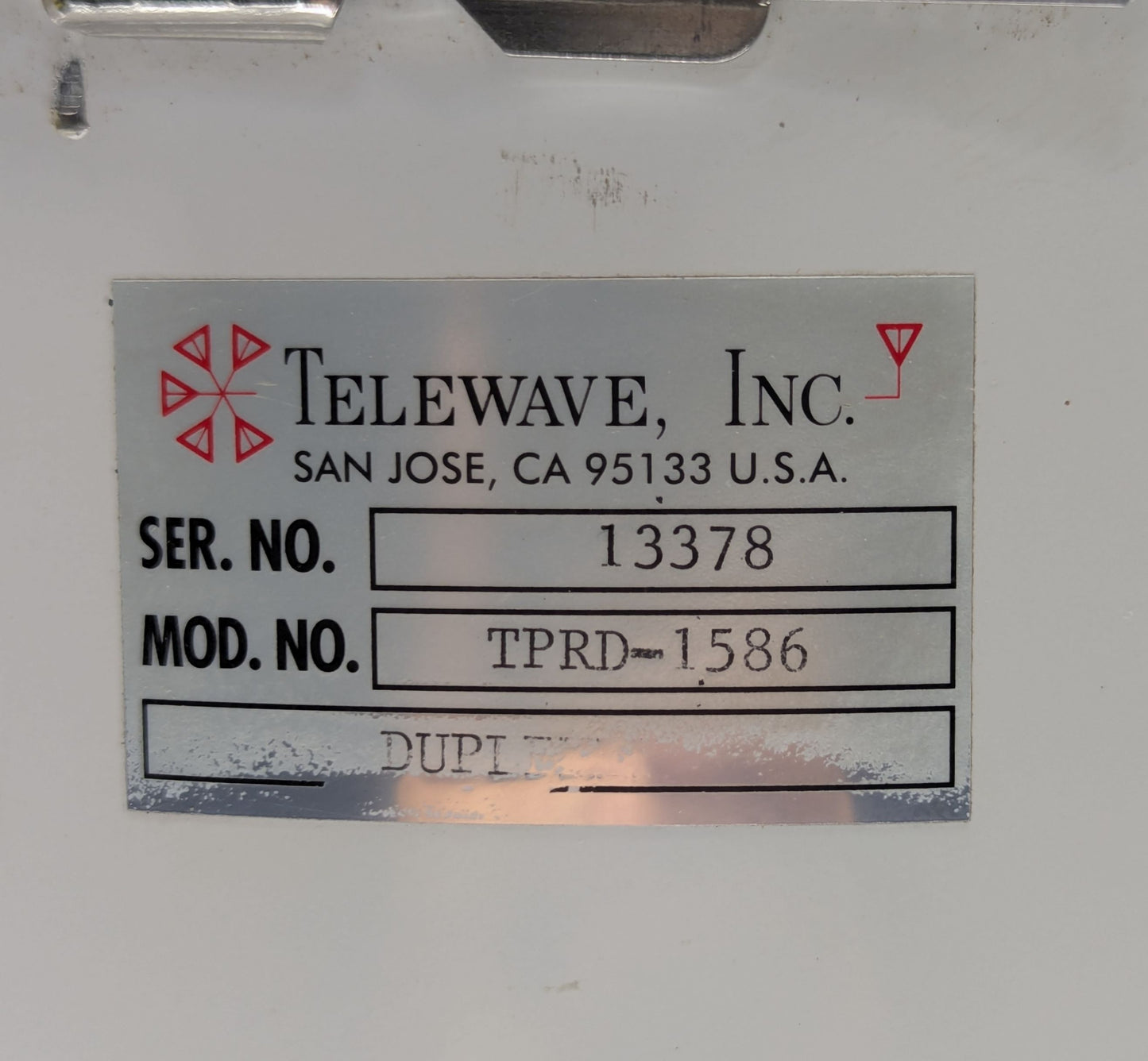TELEWAVE TPRD-1586 VHF DUPLEXER 148-174MHZ