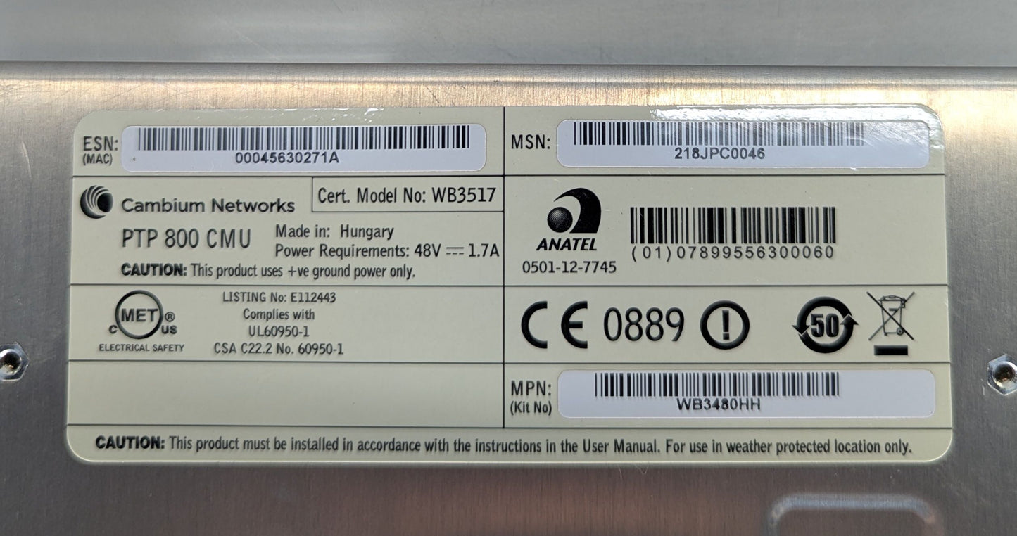CAMBIUM NETWORKS PTP 800 CMU (Compact Modem Unit)
