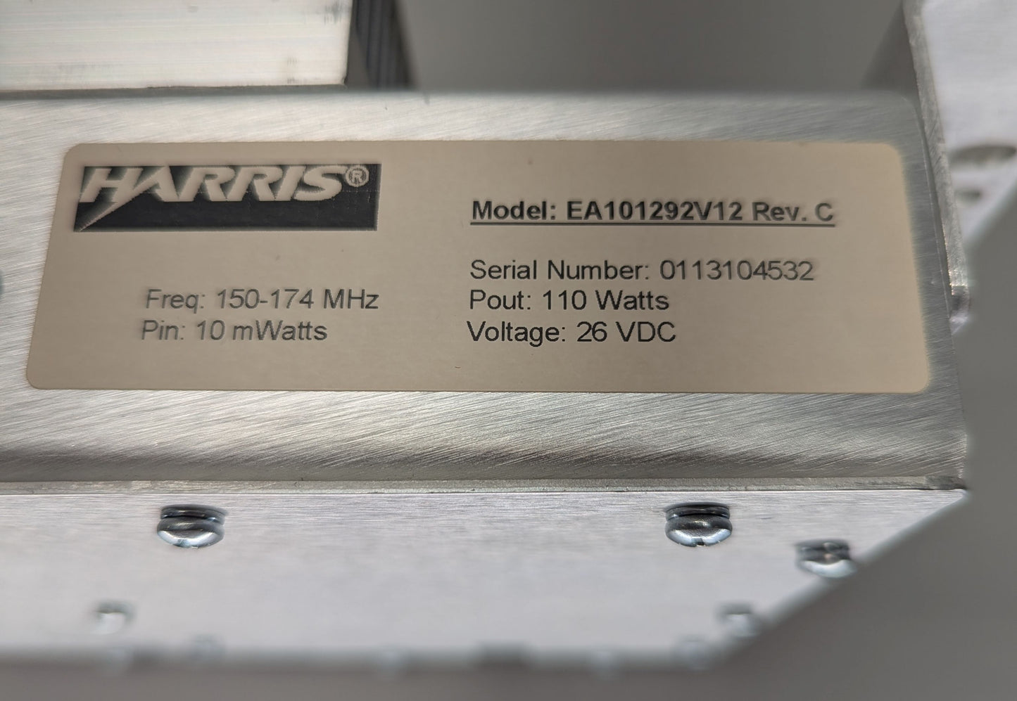 HARRIS VHF EA101292V12 P.A.