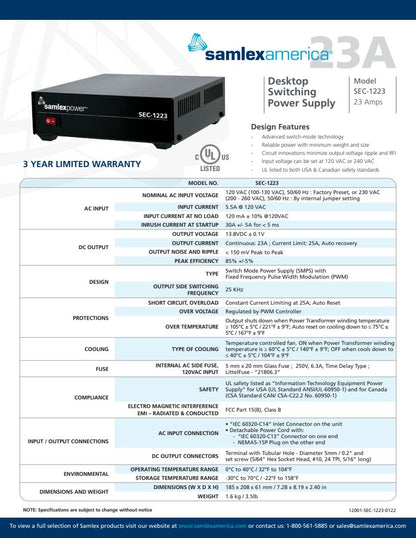 Samlex Switching Power Supply (SEC-1223)