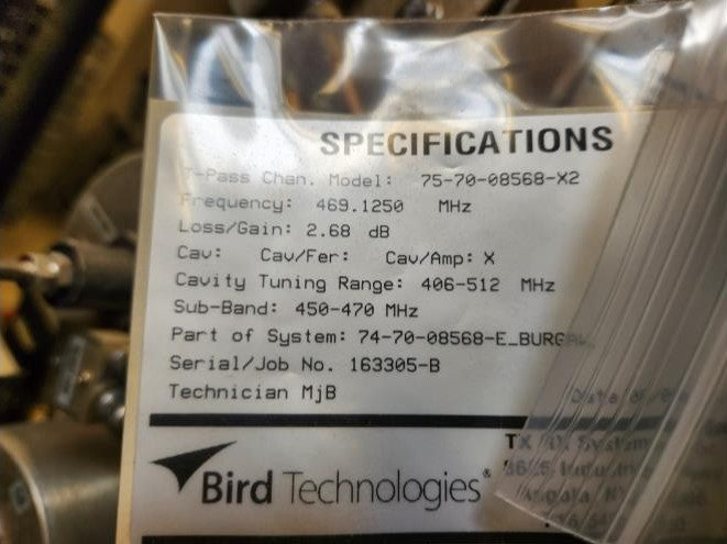 TxRx Bird 4-Channel UHF T-Pass Combiner 75-70-08568 | 450-470 MHz | 125W |