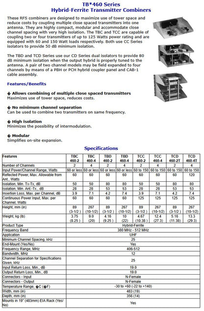 CELWAVE TCC 460-4 Hybrid Combiner
