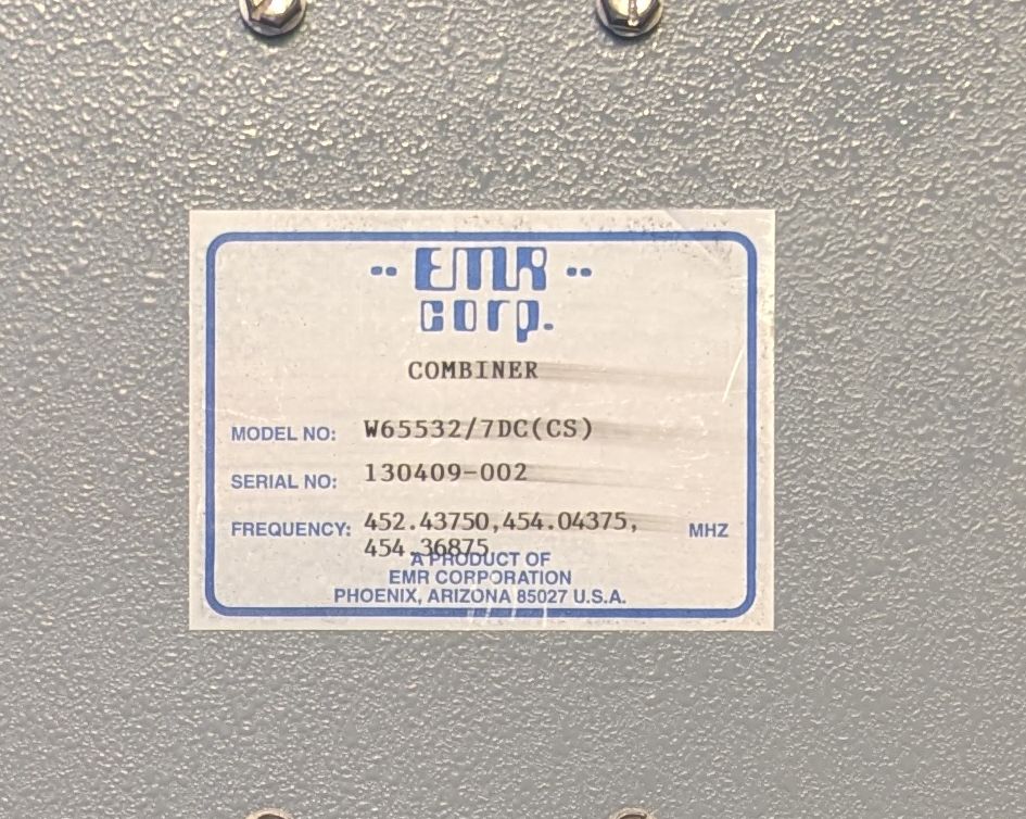 EMR Corp W65532-7D(CS) 3 Ch. Transmit Combiner UHF