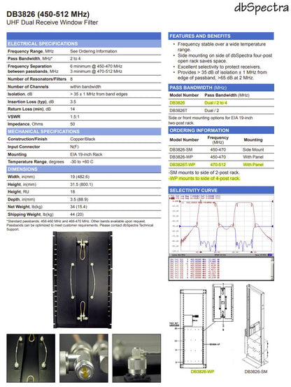 DBSPECTRA DB3626DX 6-CAVITY WINDOW DUPLEXER