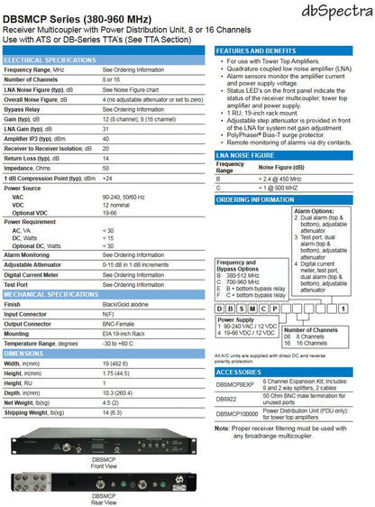 DB SPECTRA CHANNELIZED RX MULTICOUPLER 776-901 MHz (DBSMCP108C41)