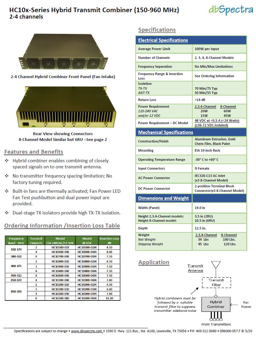 HC105000-O4J-Series Hybrid Transmit Combiner