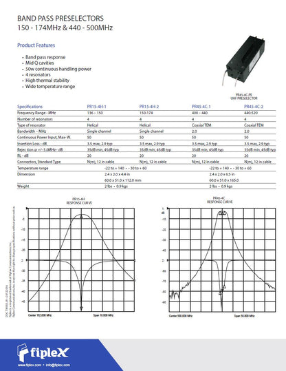 ICOM PR45-4C-PE Fiplex (440-520 MHz) Bandpass Preselector
